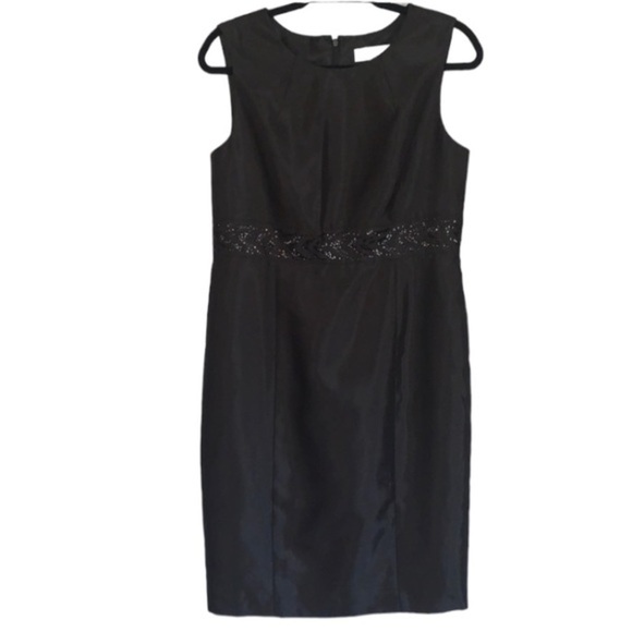 KASPER Elegant Evening Ladies Sleeveless Satin Sheath Dress Black Size 8 - Picture 4 of 14